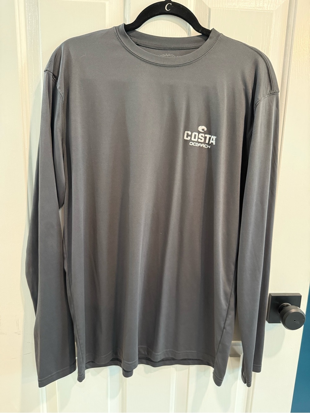 Costa Gray Performance Long Sleeve Shirt with White Logo